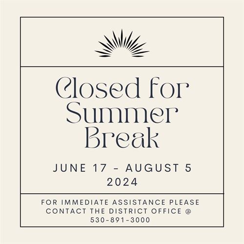 Summer Break-Closed
